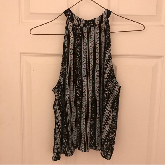 High Neck Sleeveless Blouse Striped Pattern - Picture 1 of 8